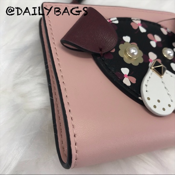 KATE SPADE SMALL L-ZIP BIFOLD WALLET PUP DOG CHRY - Picture 4 of 7